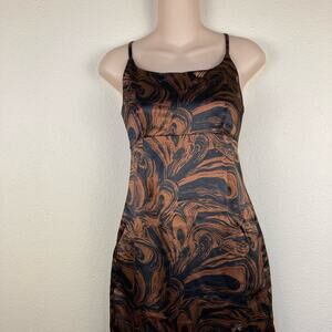 Wild Fable Womens Sundress Small Copper Black Swirls Fully Lined Dress